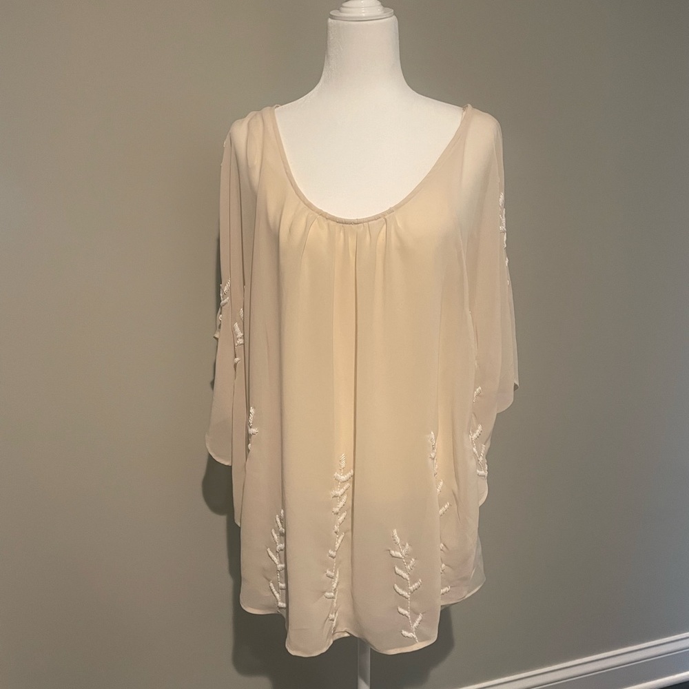 Free People | Nude Beaded Cape Dress